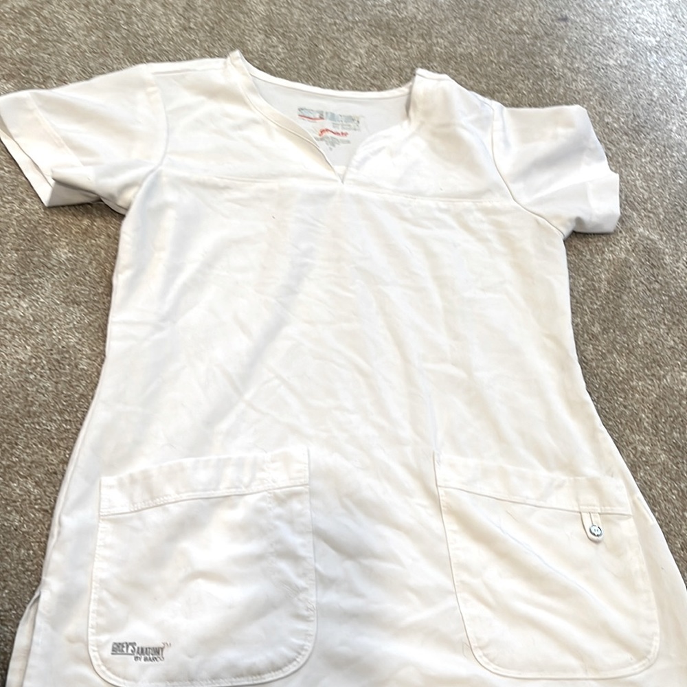 Small white greys anatomy scrub top